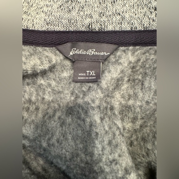 Eddie Bauer Sweater Mens XLT  Gray Radiator Fleece Pullover 1/4 Snap - Picture 5 of 9